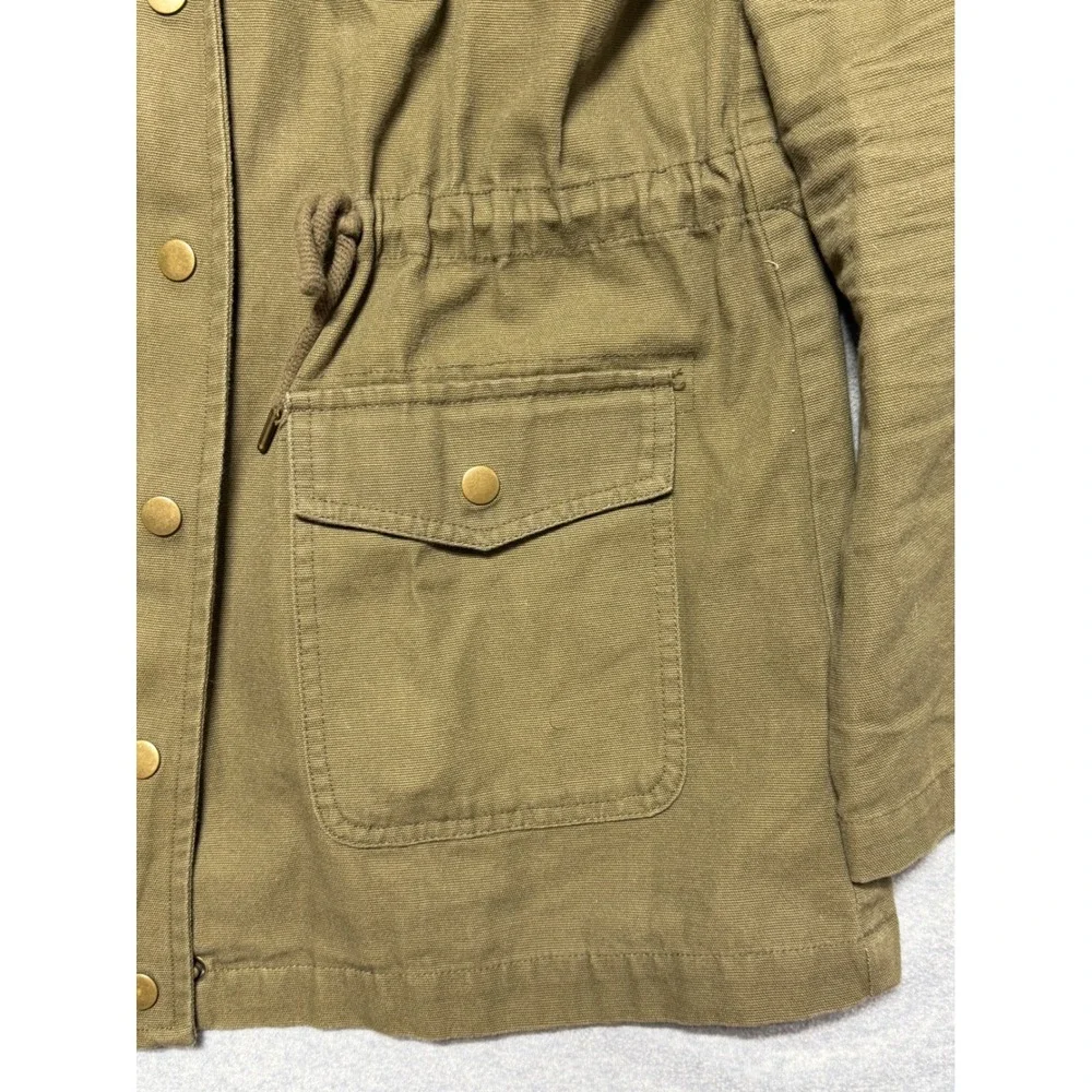 Forever 21 Womens Olive Green Utility Anorak Jacket Hooded‎ Drawstring Medium